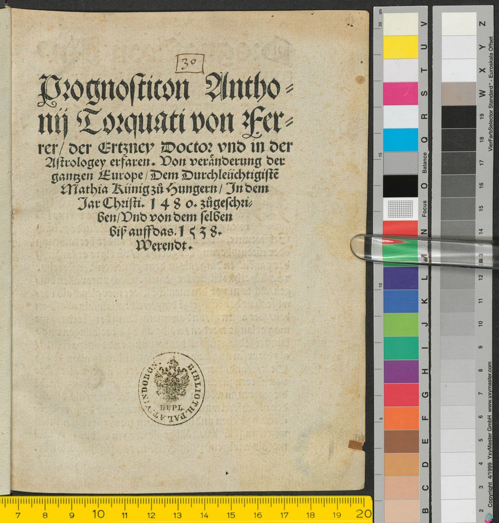 Cover of Prognosticon Anthonij Torquati von Ferrer, der Ertzney Doctor vnd in der Astrologey erfaren