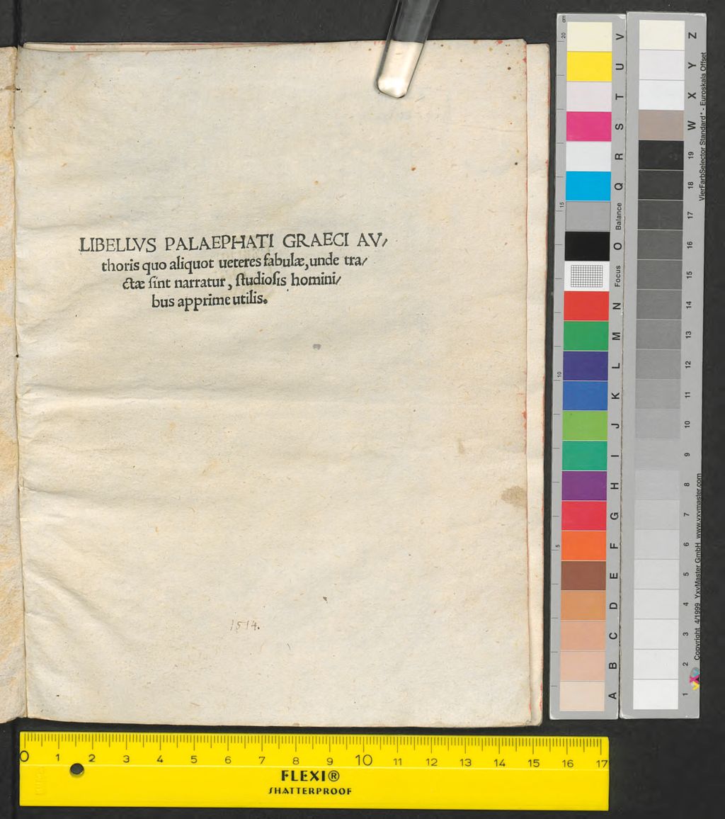 Cover of Libellvs Palaephati Graeci Avthoris quo aliquot ueteres fabulae , unde tractae sint narratur, studiosis hominibus apprime utilis