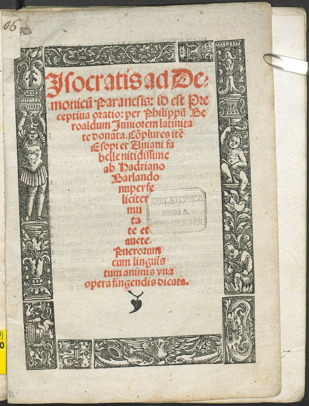 Cover of Jsocratis ad Demonicu[m] Paranesis