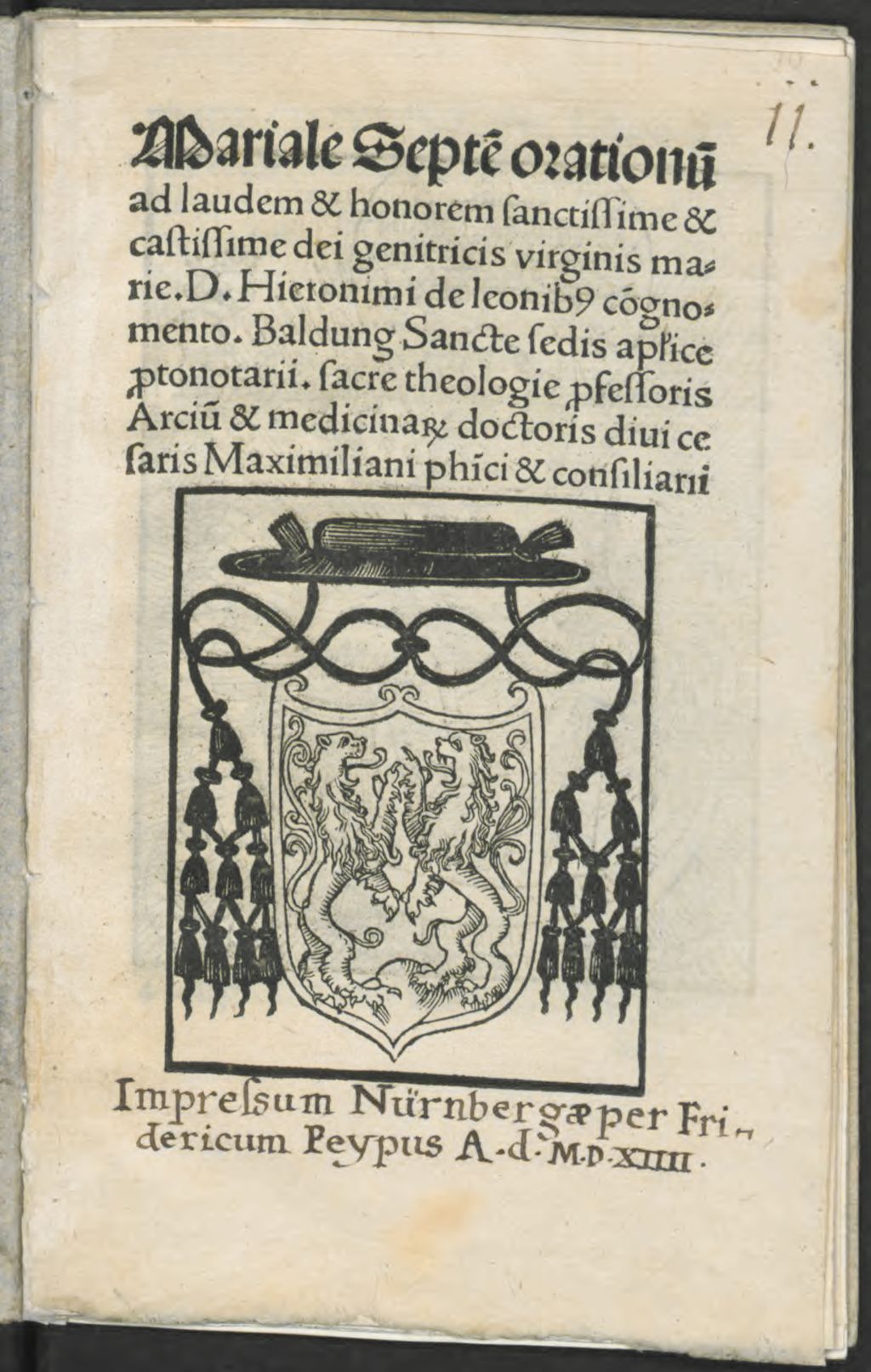 Cover of Mariale septem orationum ad laudem ... virginis Marie