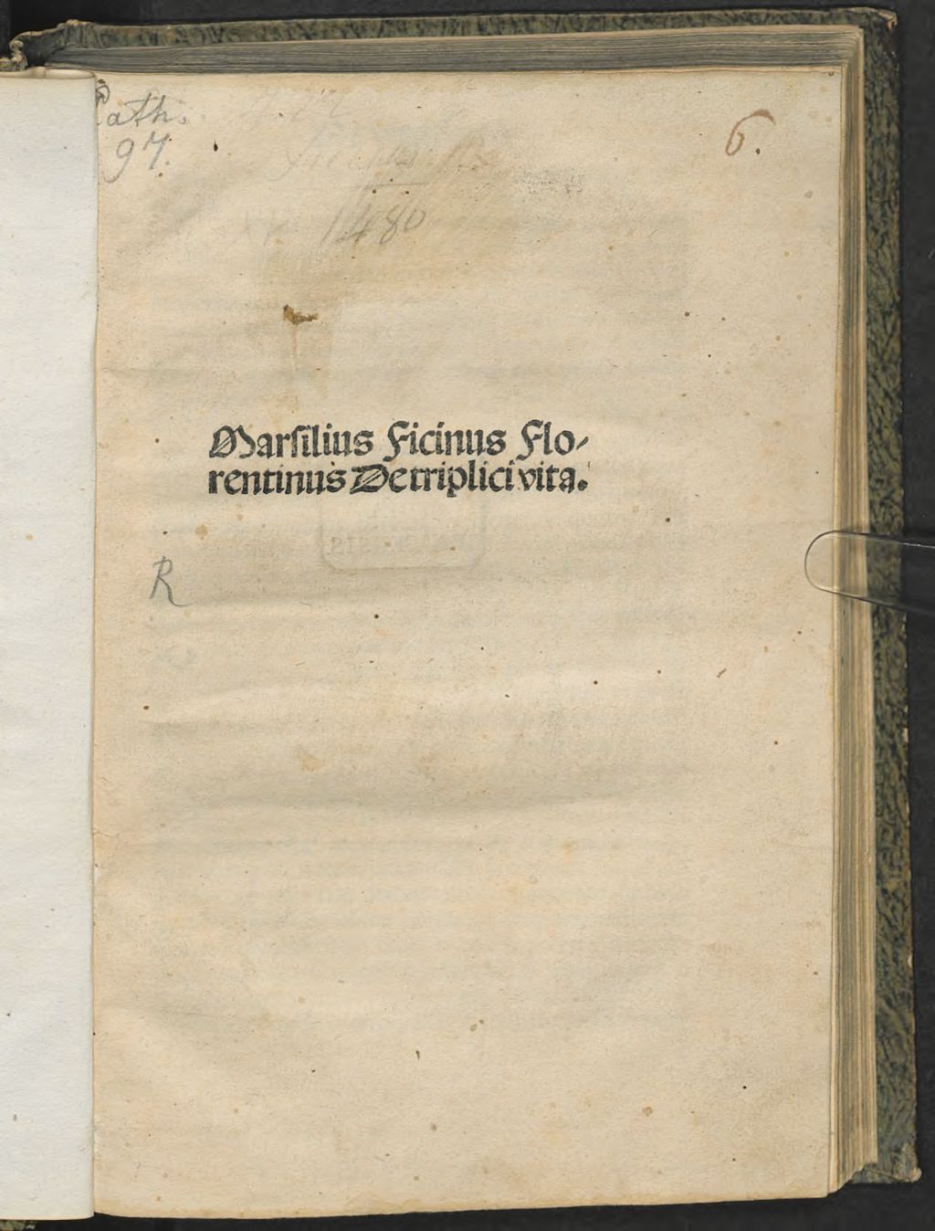 Cover of Marsilius Ficinus Florentinus De triplici vita