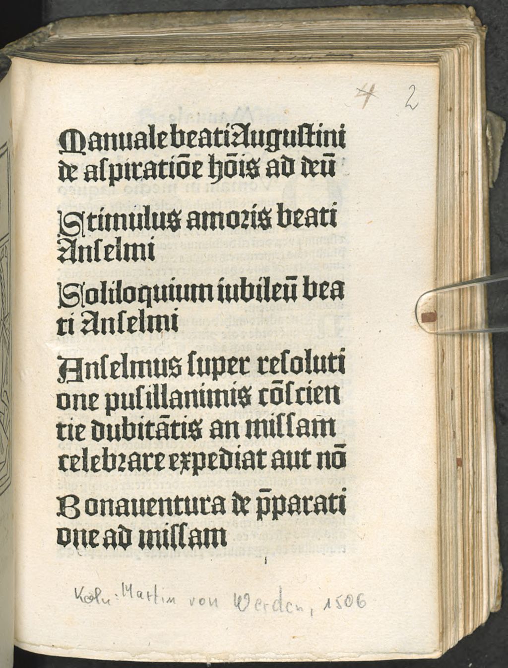 Cover of Manuale beati Augustini de aspiratio[n]e ho[min]is ad deu[m]
