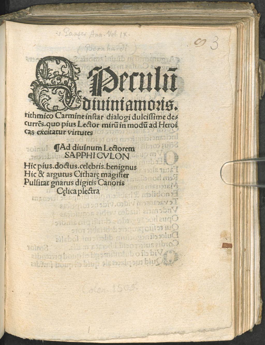 Cover of Speculu[m] diuini amoris
