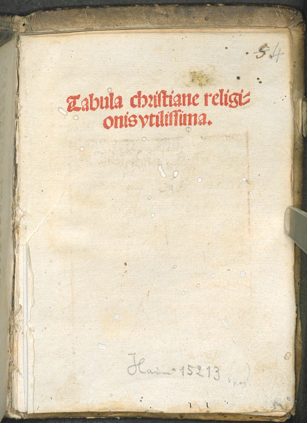 Cover of Tabula Christiane religionis vtilissima
