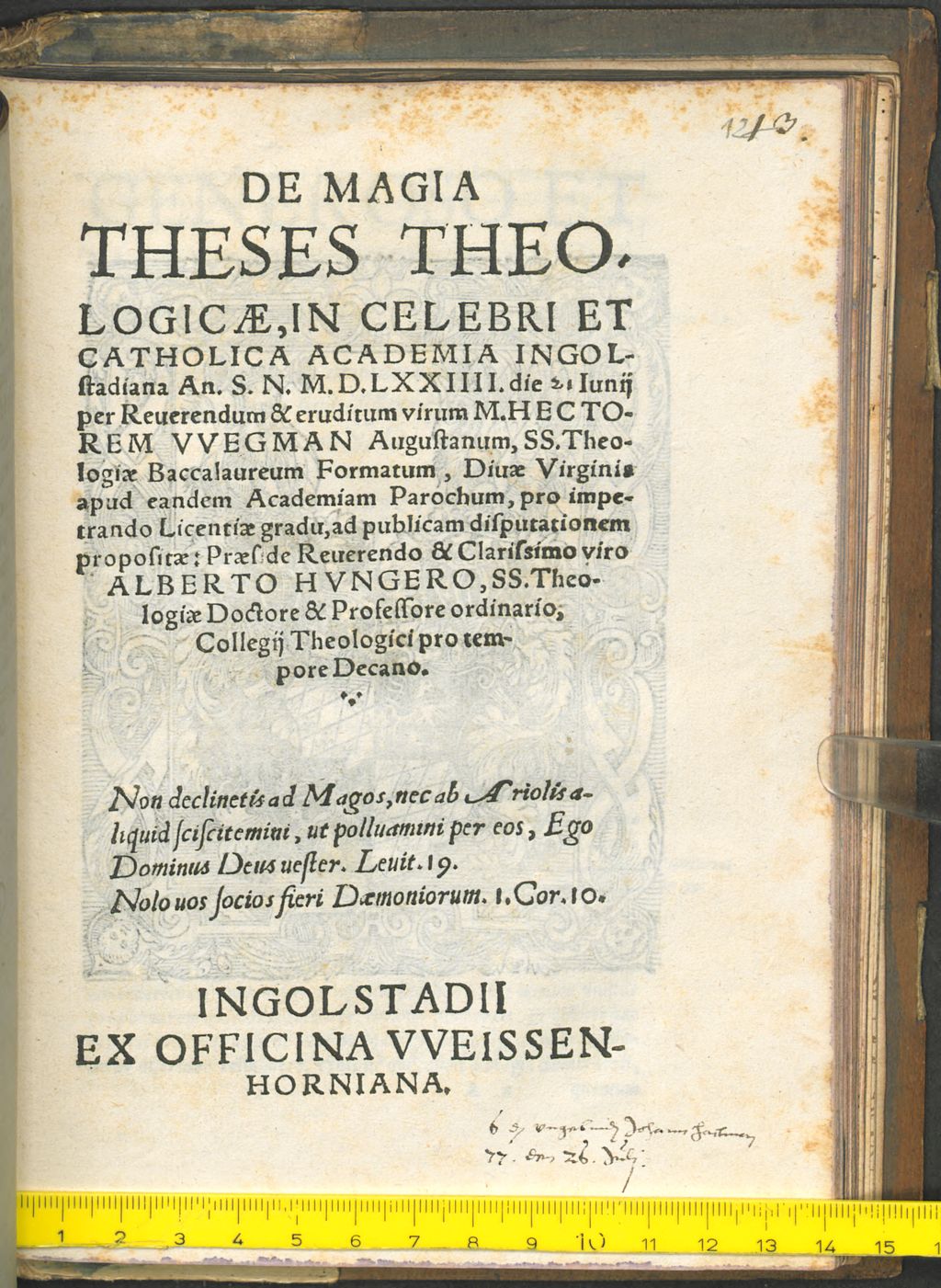 Cover of De Magia Theses Theologicae