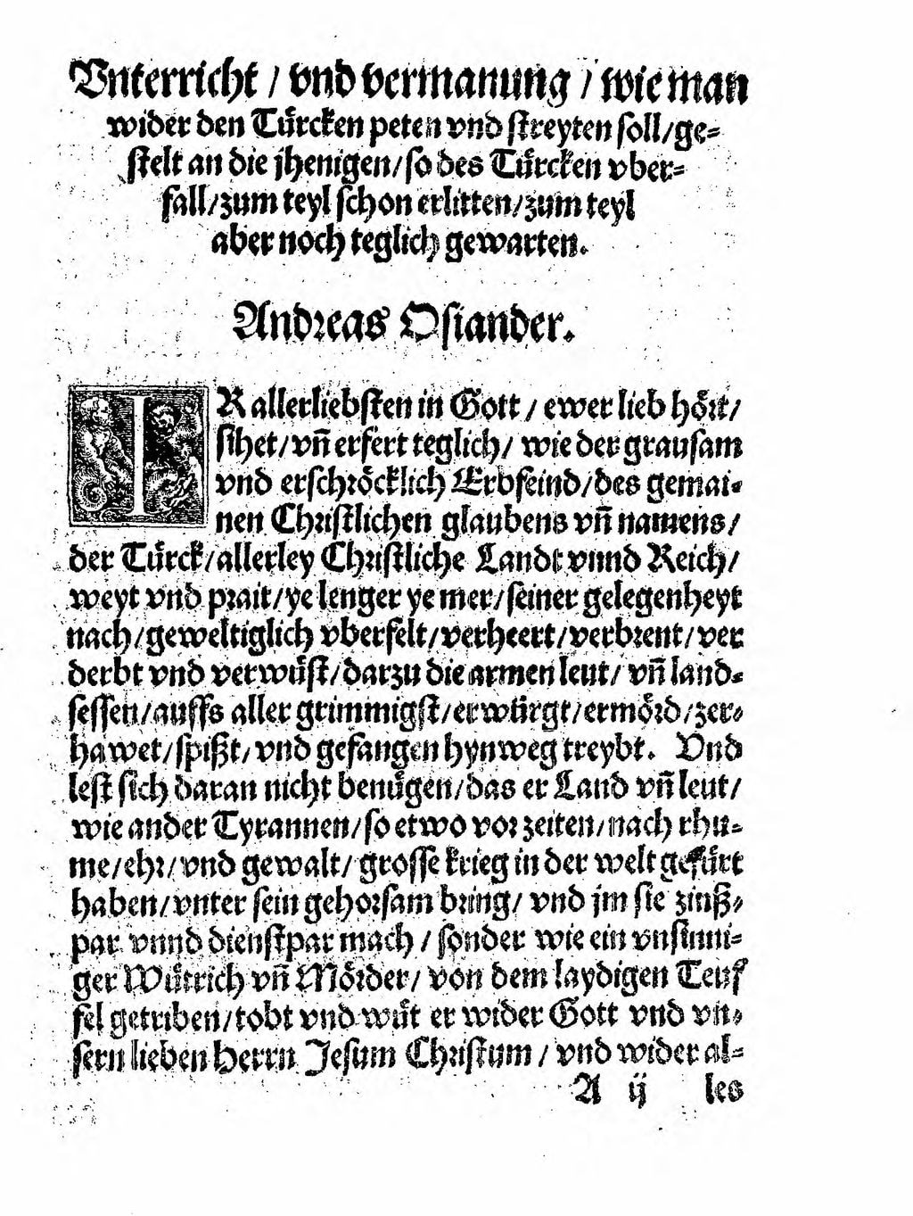 Cover of Vnterricht, vnd vermanung, wie man wider den Türcken peten und streyten soll