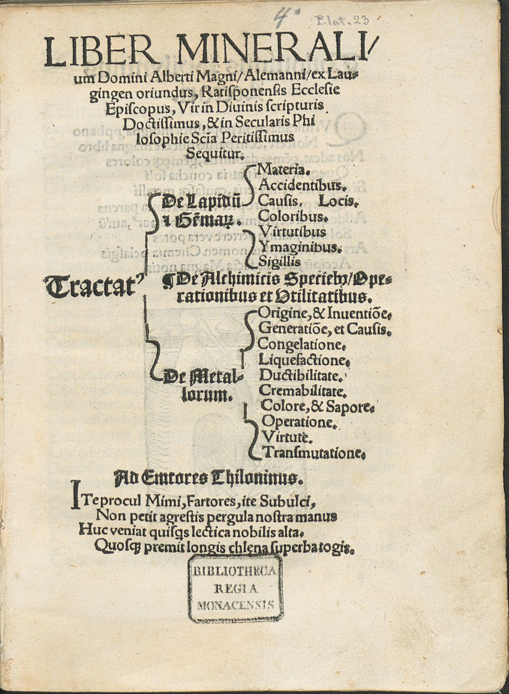 Cover of Liber Mineralium Domini Alberti Magni, Alemanni, ex Laugingen oriundus