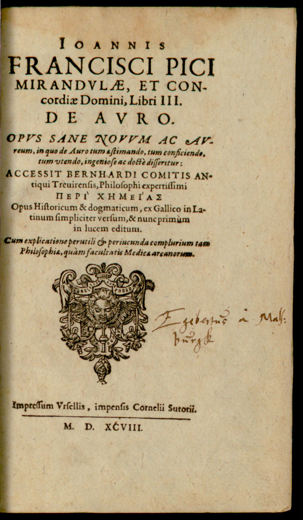 Cover of Libri tres de auro