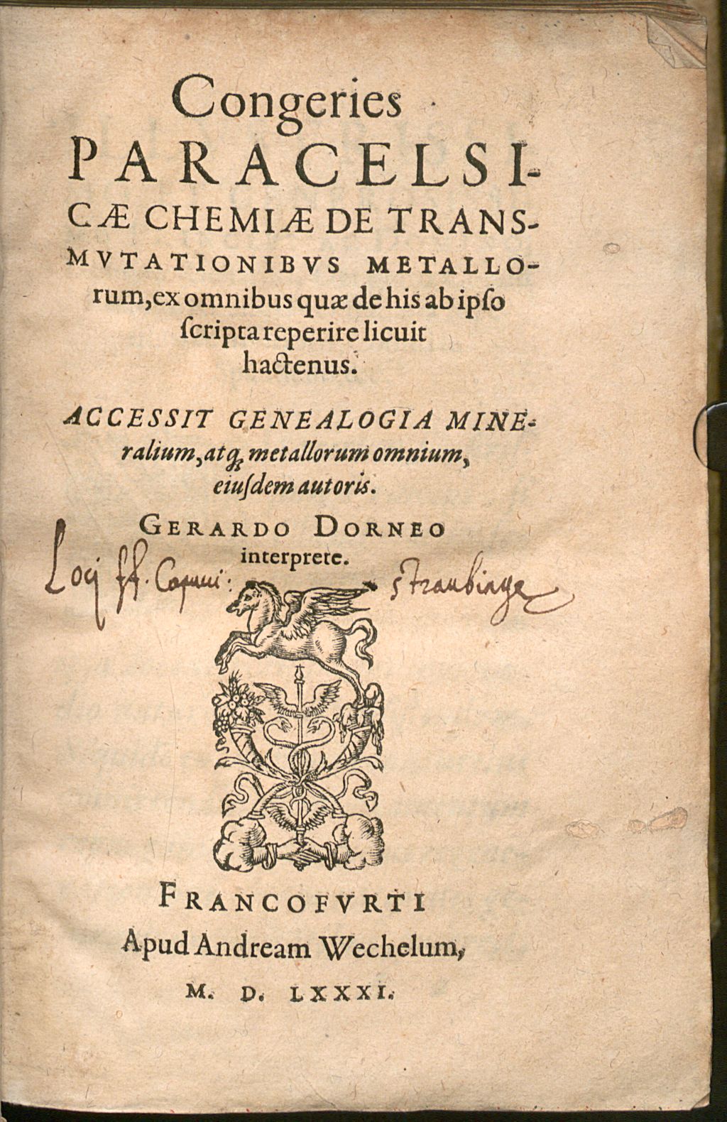 Cover of Congeries Paracelsicae Chemiae De Transmutationibus Metallorum