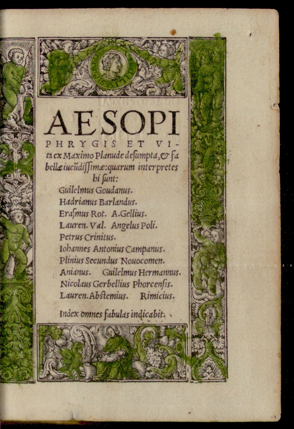 Cover of Aesopi Phrygis et viri ex Maximo planude desumpta et fabullae iucundissimae quarum interpretes hi sunt: Guilelmus Goudanus, Hadrianus Barlandus, Erasmus Rot