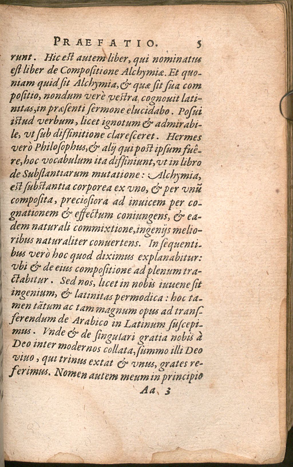 Cover of Artis Avriferae, Qvam Chemiam Vocant, Volvmen .... 2, Continet Morieni Romani scripta de Re Metallica, atque de Occulta summaq[ue] antiquorum Medicina, cum alijs Authoribus, quos versa pagina indicat