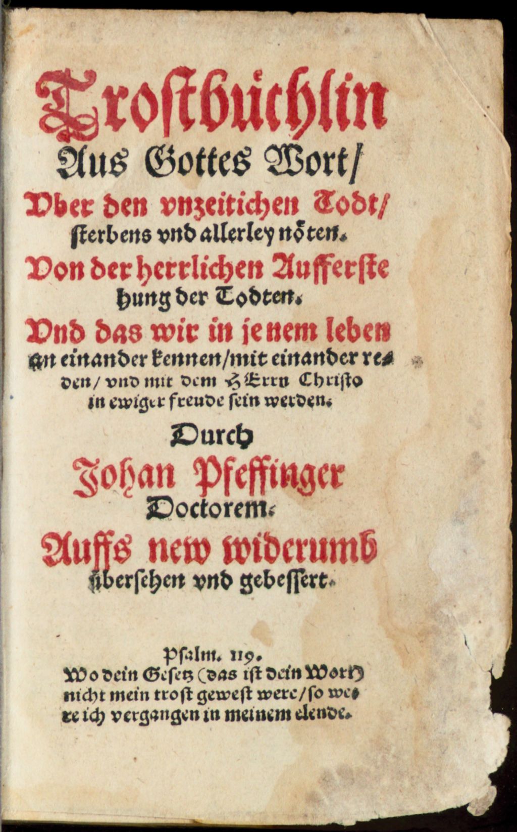 Cover of Trostbüchlein über den unzeitlichen Todt