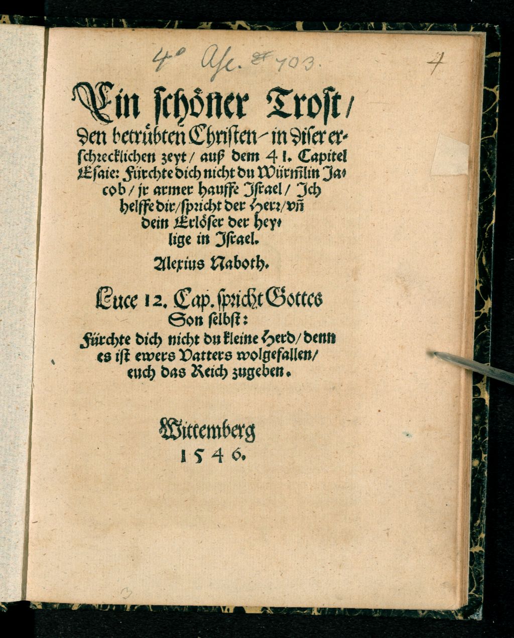 Cover of Ein schöner Trost, den betrübten Christen, in dieser erschrecklichen Zeit