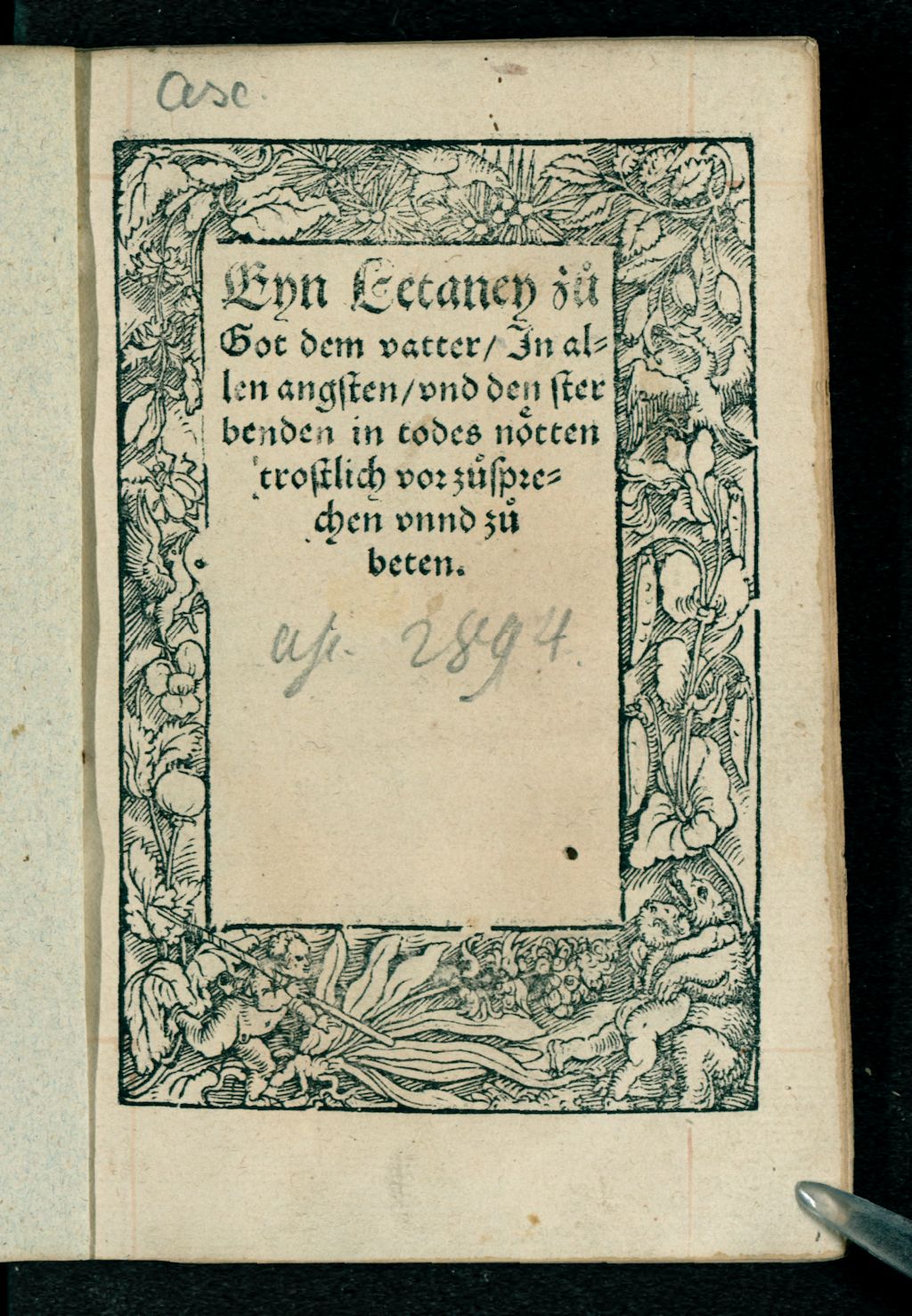 Cover of Ein Letaney zu Got dem Vatter, in allen angsten und den sterbenden in todes nötten trostlich vor zusprechen unnd zu beten
