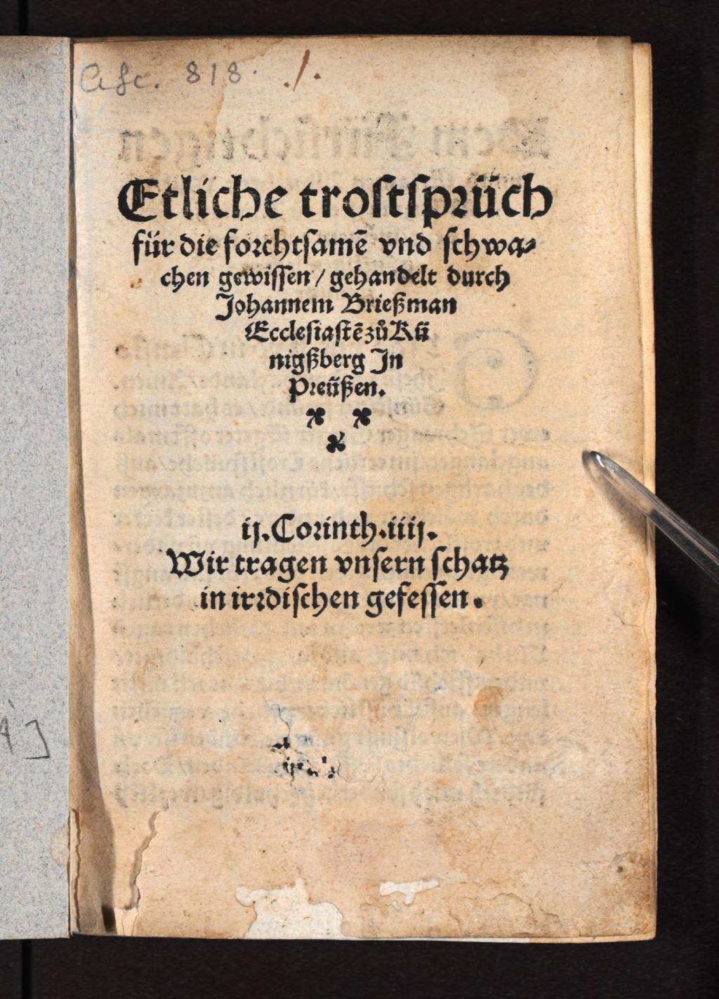 Cover of Etliche Trostsprüch für die forchtsamen Gewissen