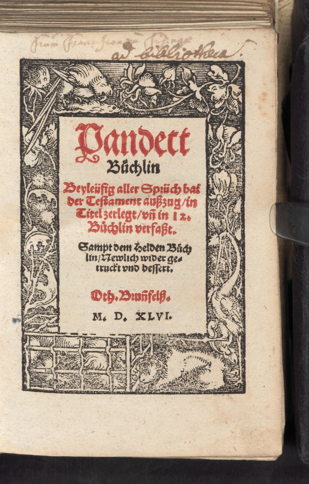 Cover of Pandect Büchlin