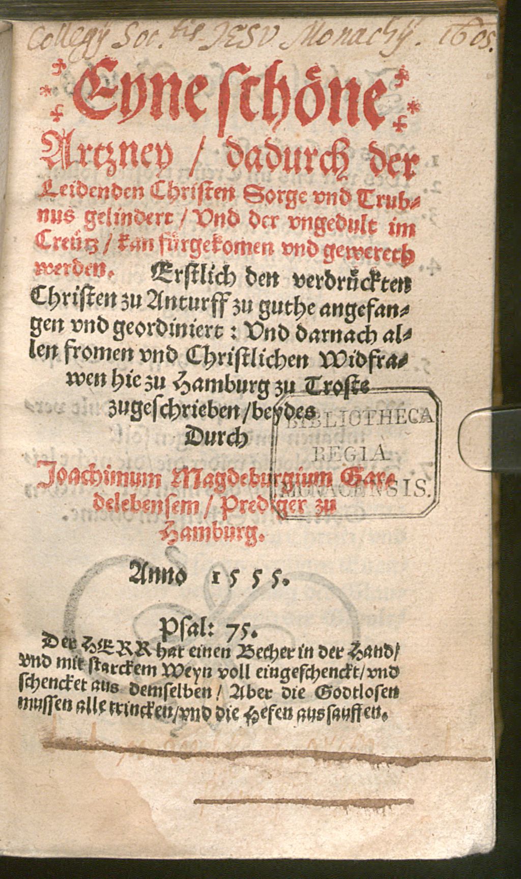 Cover of Eyne schone Artzney dadurch der ... Christen ... Sorge ... gelindert ... wird