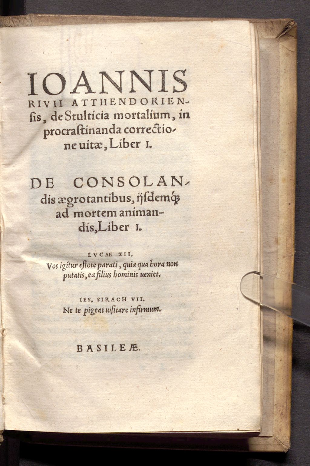 Cover of De stulticia mortalium, in procrastinanda correctione vitae, liber