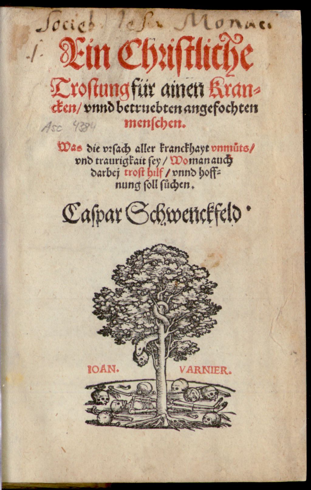 Cover of Ein christliche Trostung für ainen Krancken unnd betruebten angefochten menschen