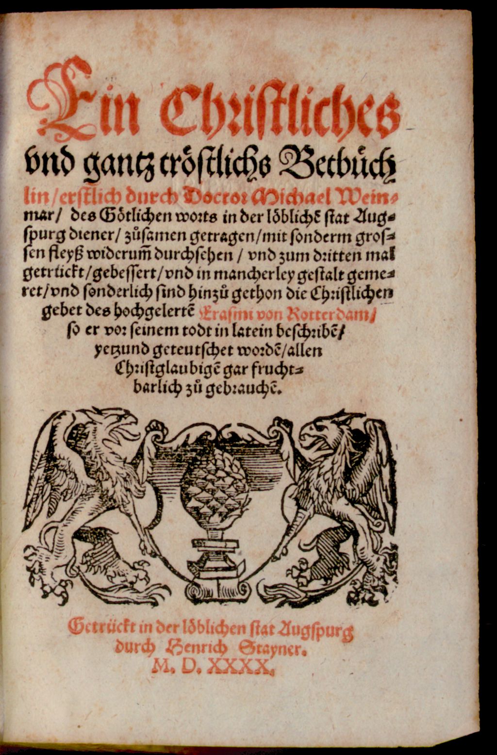 Cover of Eyn christl. und ganz tröstlichs Betbüchlin