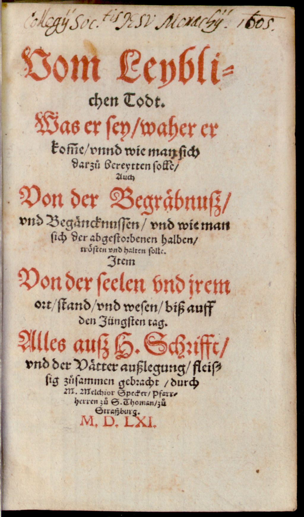 Cover of Vom leyblichen Todt
