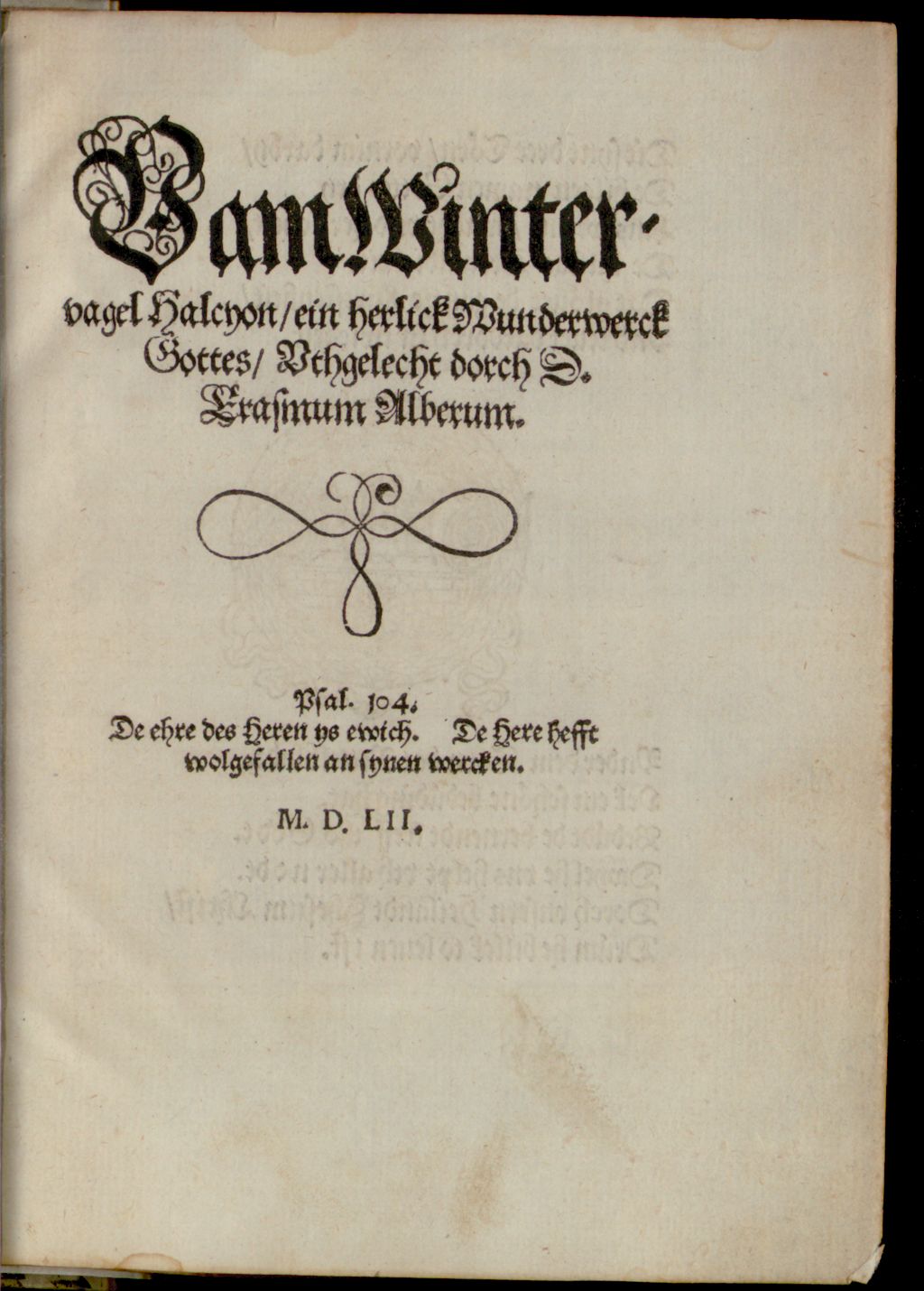 Cover of Vom Wintervagel Halcyon, ein herlick Wunderwerck Gottes
