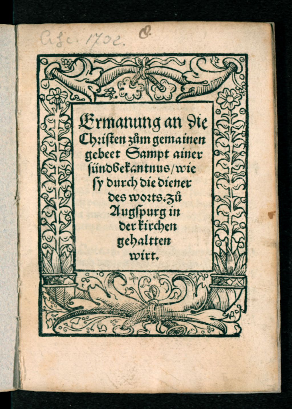 Cover of Ermanung an die Christen zum gemainen gebeet