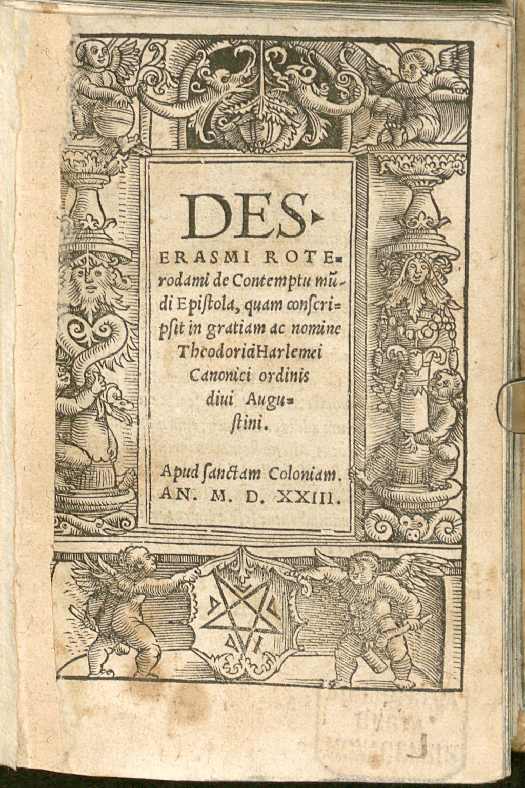 Cover of Des. Erasmi Roterodami de contemptu mundi epistola