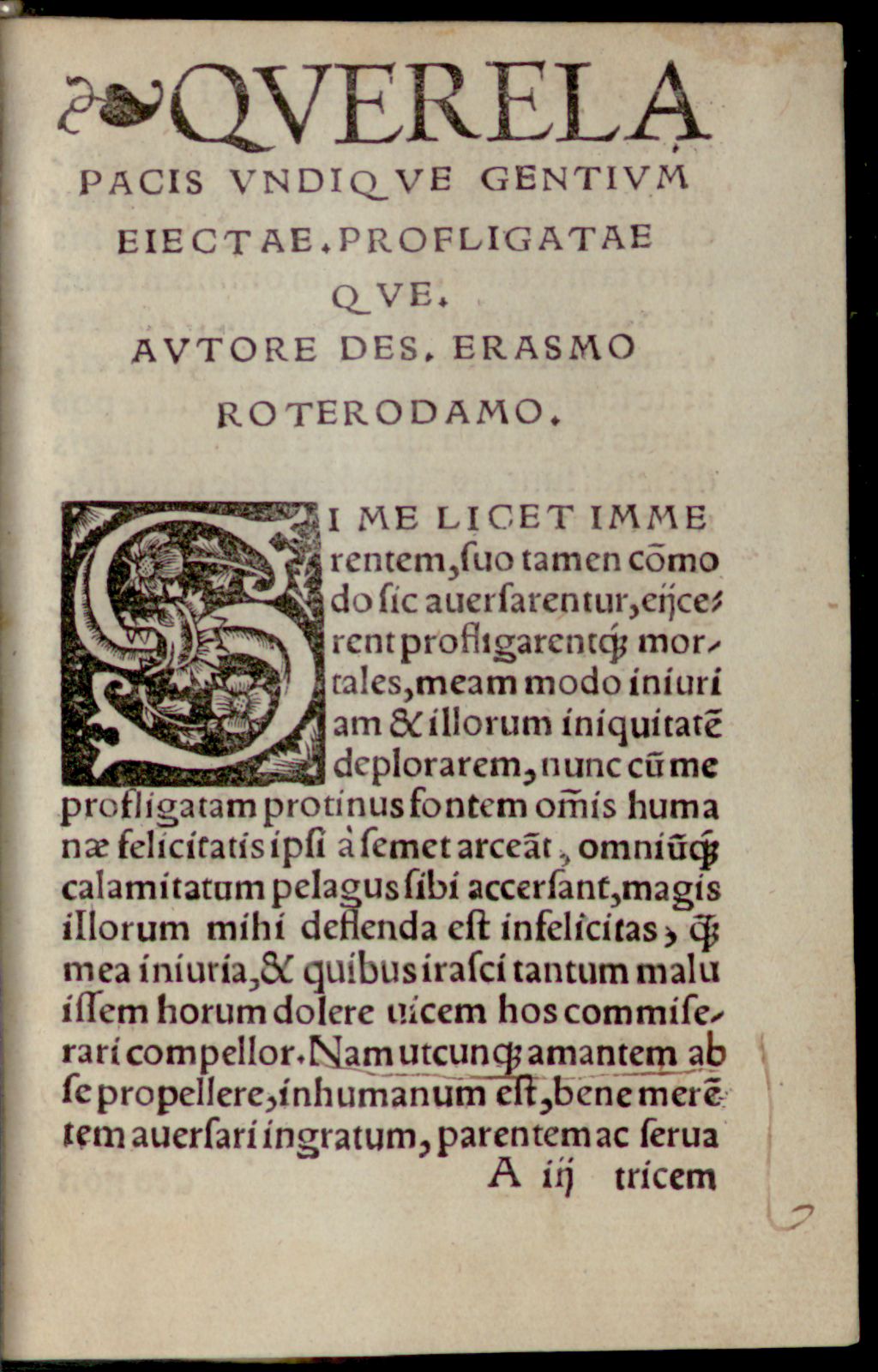 Cover of Querela pacis undique gentium eiectae profligataeque