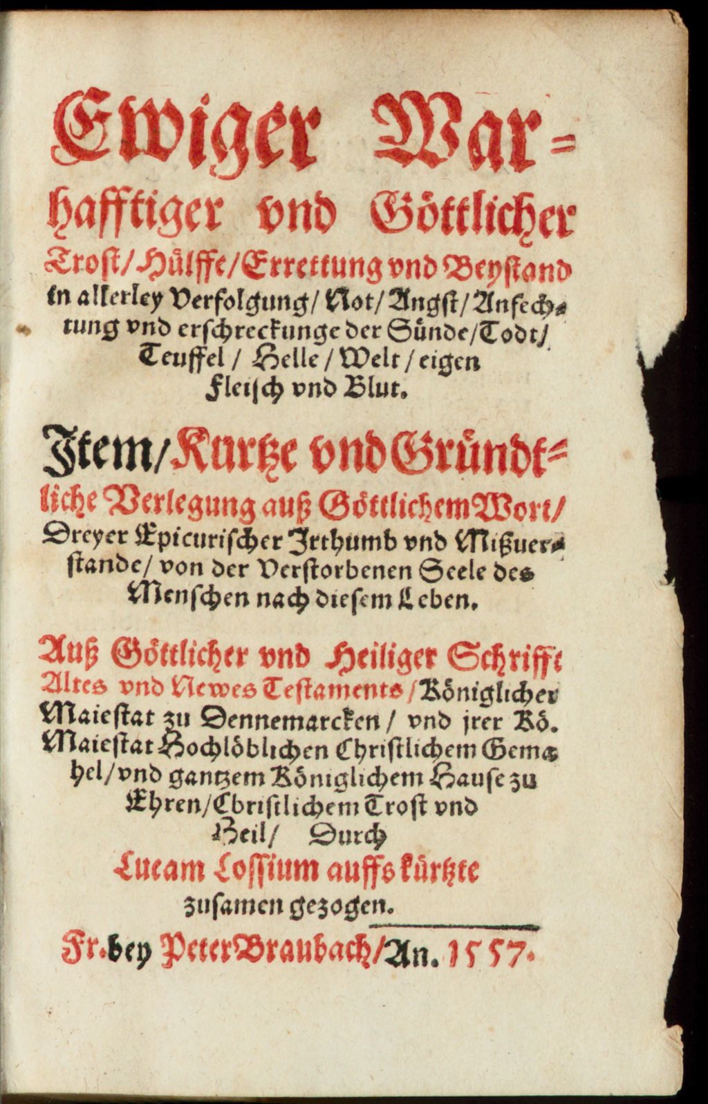 Cover of Ewiger warhafftiger und göttlicher Trost, Hülffe, Errettung und Beystand in allerley Verfolgung, Not, Angst