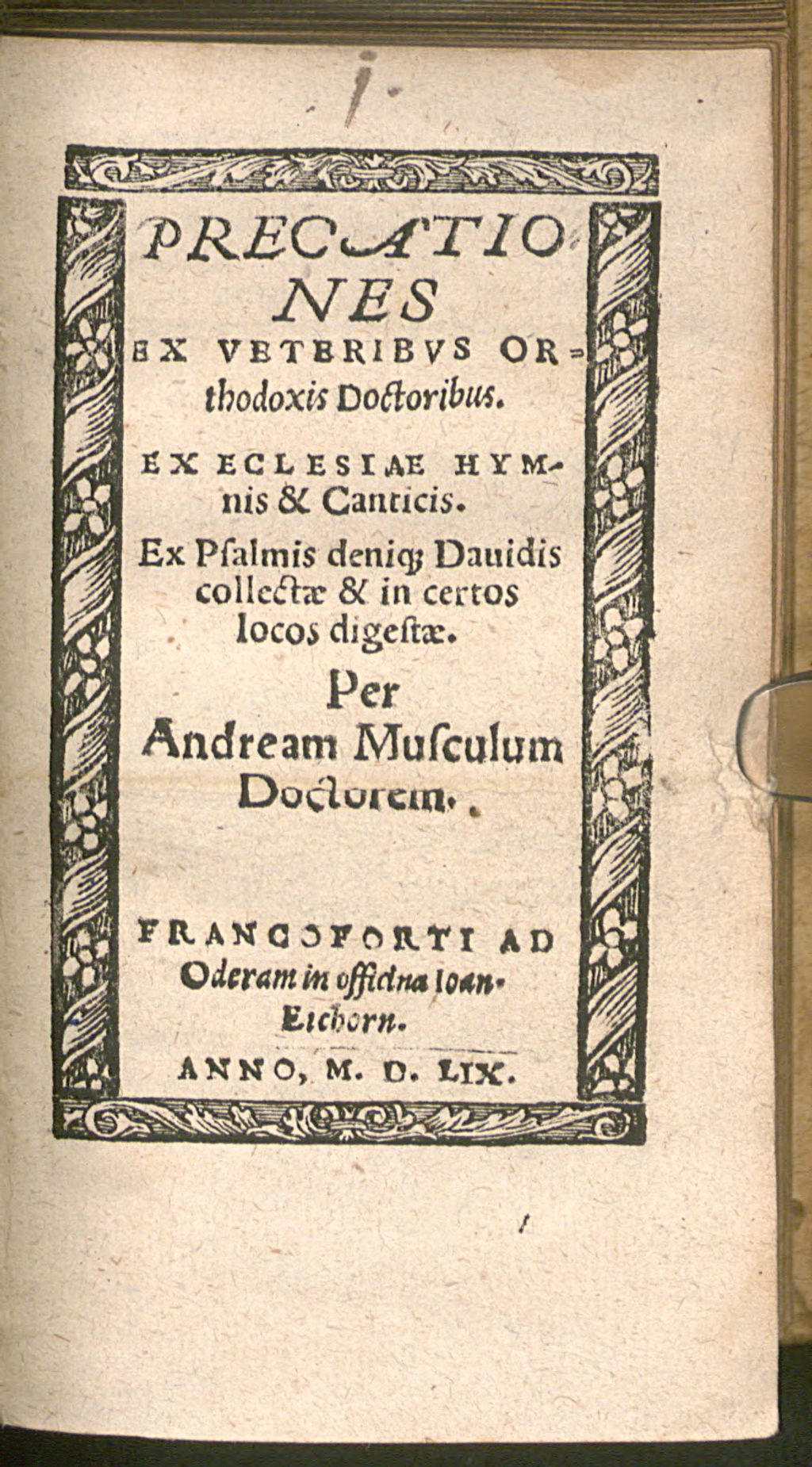 Cover of Precationes ex veteribus Orthodoxis doctoribus ... digestae