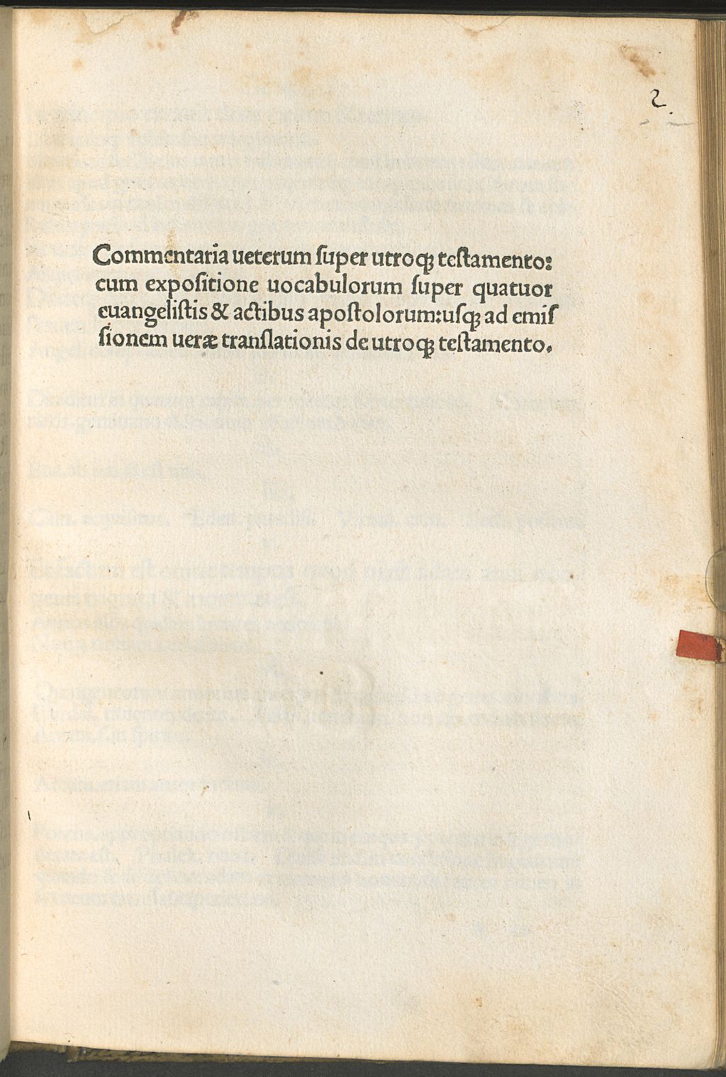 Cover of Commentaria ueterum super utroq[ue] testamento