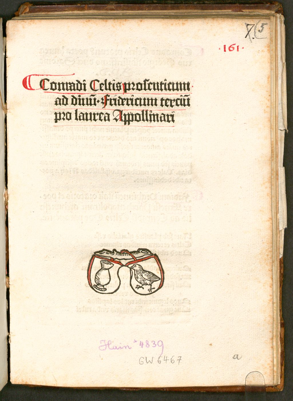 Cover of Conradi Celtis proseuticum ad diuu[m]. Fridericum terciu[m] pro laurea Appolinari
