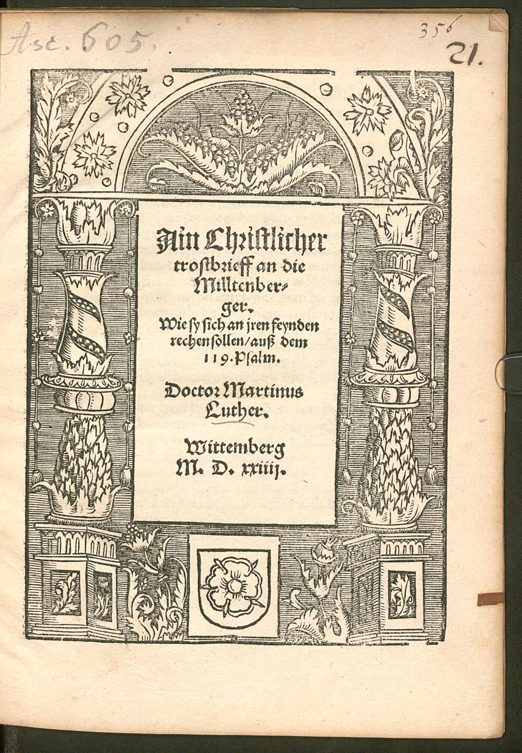 Cover of Ain Christlicher trostbrieff an die Milltenberger
