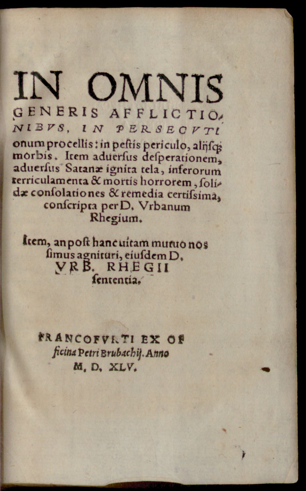 Cover of In omnis generis afflictionibus, in persecutionum procellis: in pestis periculo, aliisque morbis