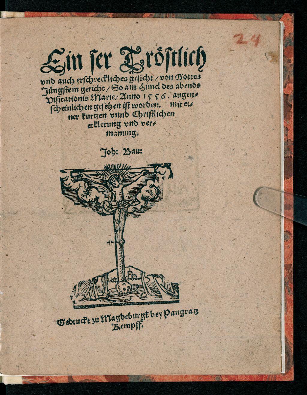 Cover of Ein ser Tröstlich vnd auch erschreckliches gesicht von Gottes Jüngstem gericht, So am Himel des abends Visitationis Marie Anno 1556. augenscheinlichen gesehen ist worden