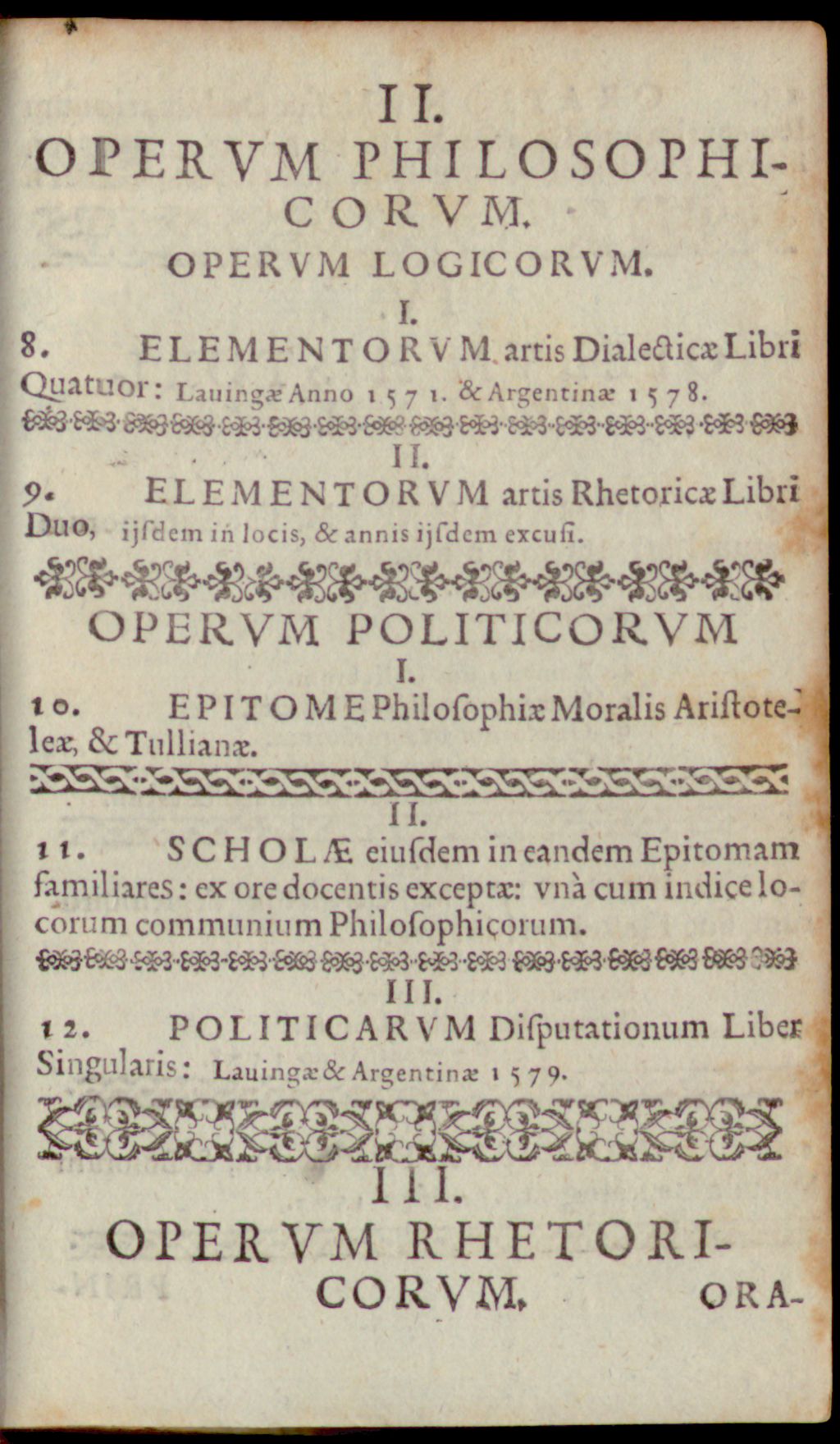 Cover of Elenchus operum Nic. Reusneri