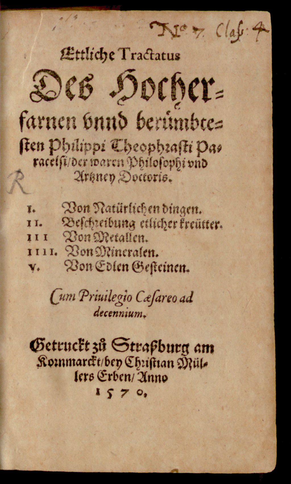 Cover of Ettliche Tractatus Des Hocherfarnen vnnd berümbtesten Philippi Theophrasti Paracelsi, der waren Philosophi vnd Artzney Doctoris