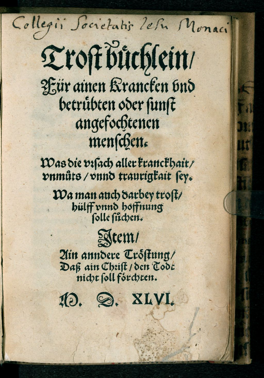 Cover of Trostbüchlein für einen Krancken und betrübten oder sunst angefochtenen menschen