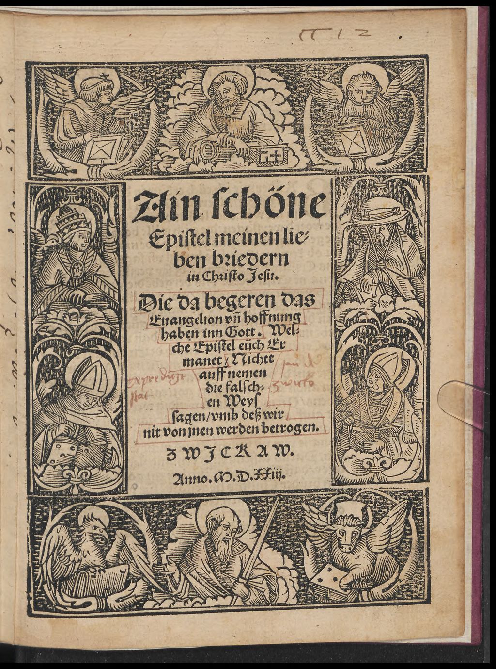 Cover of Ain schöne Epistel meinen lieben briedern in Christo Jesu