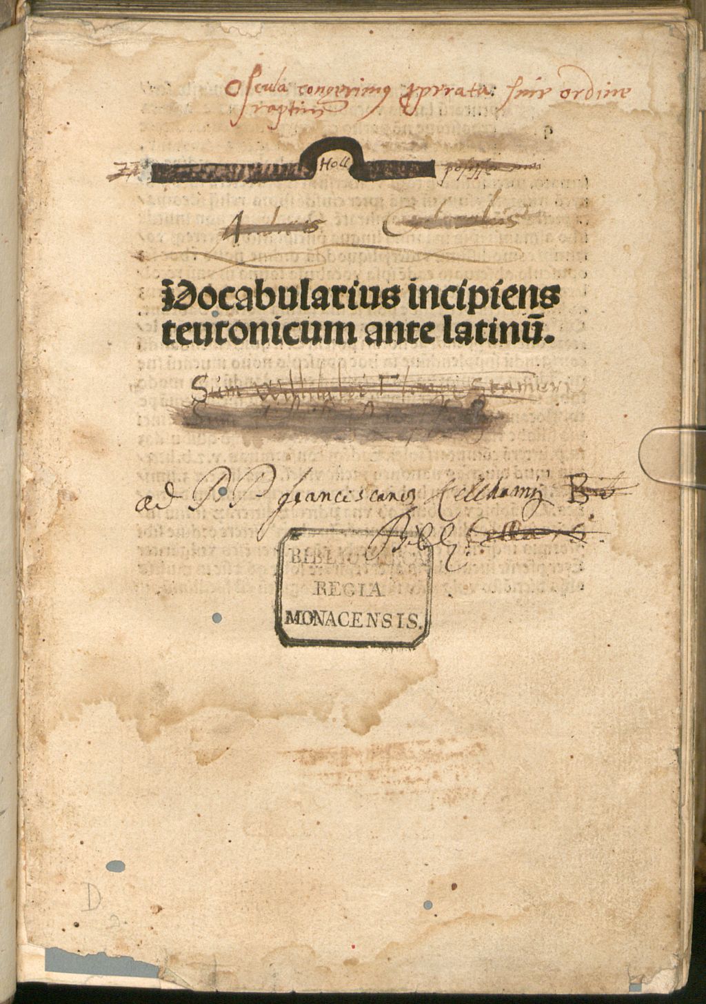 Cover of Vocabularius incipiens teutonicum ante latinum