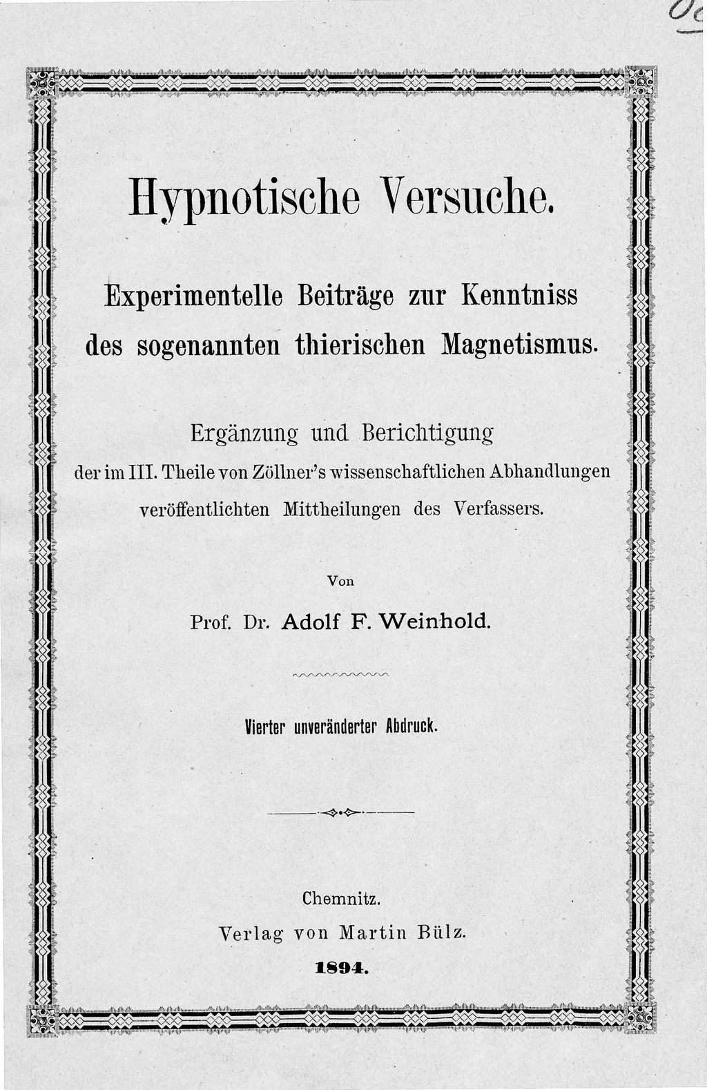 Cover of Hypnotische Versuche