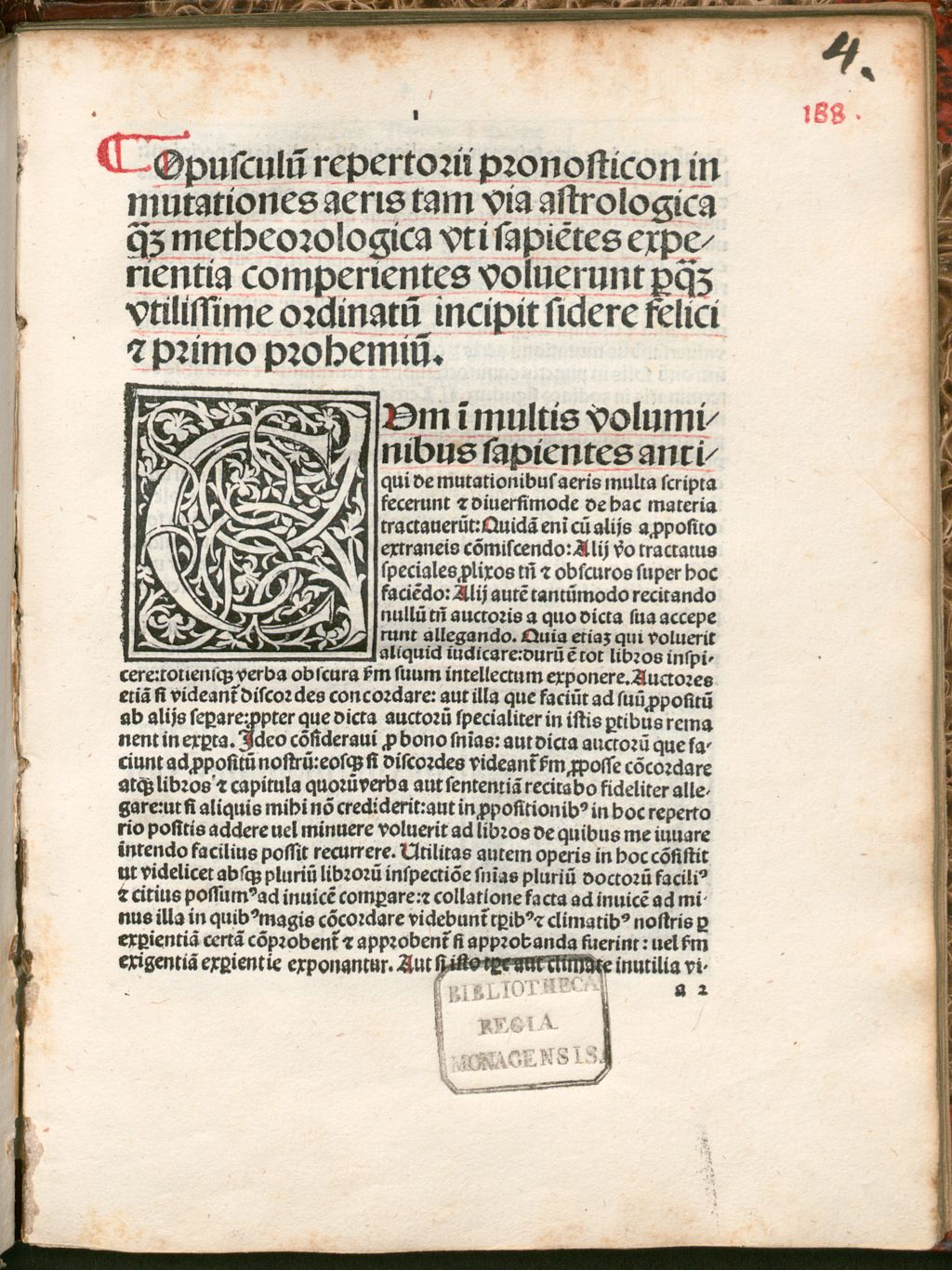 Cover of Opusculu[m] repertorii pronosticon in mutationes aeris