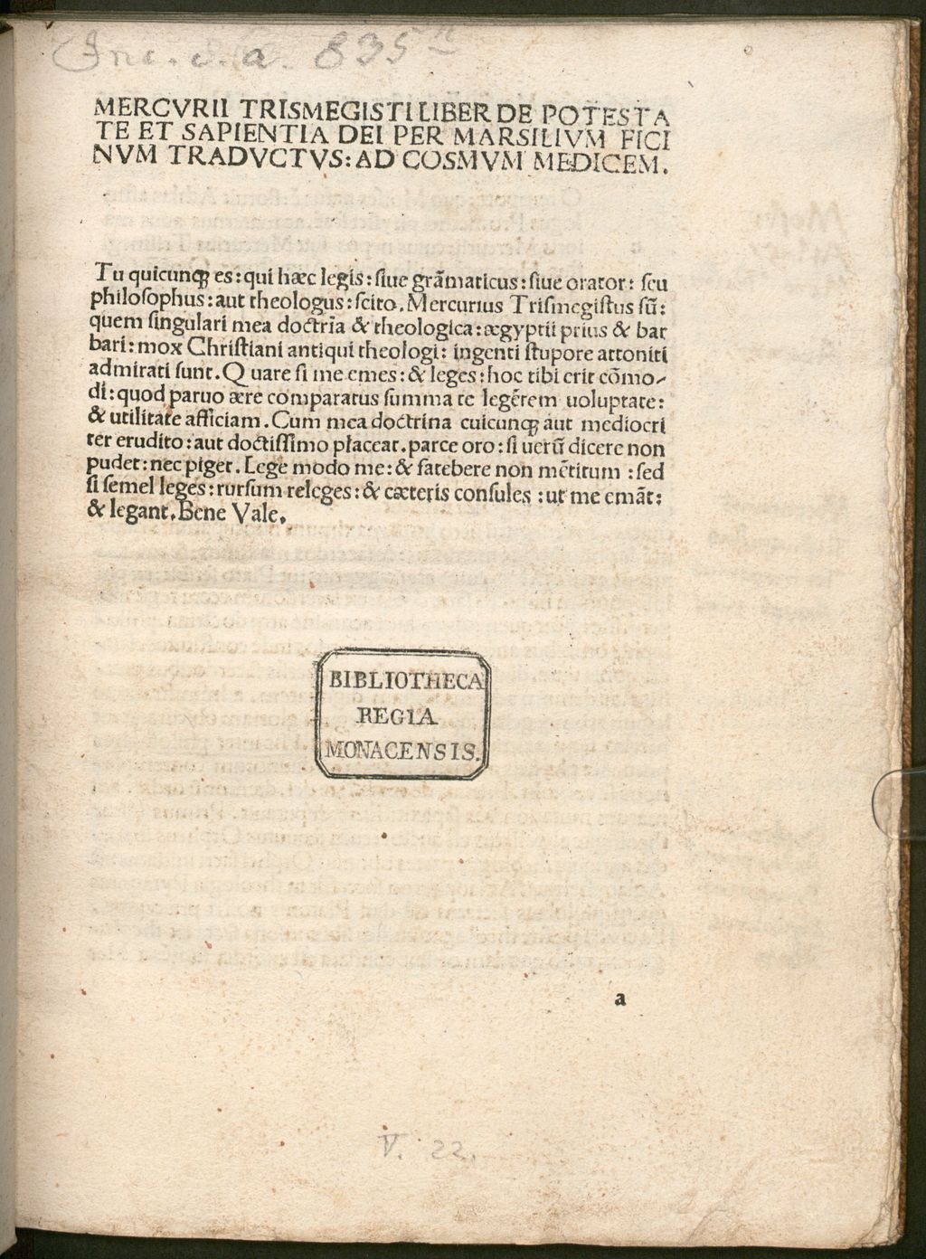 Cover of Mercvrii Trismegisti Liber De Potestate Et Sapientia Dei