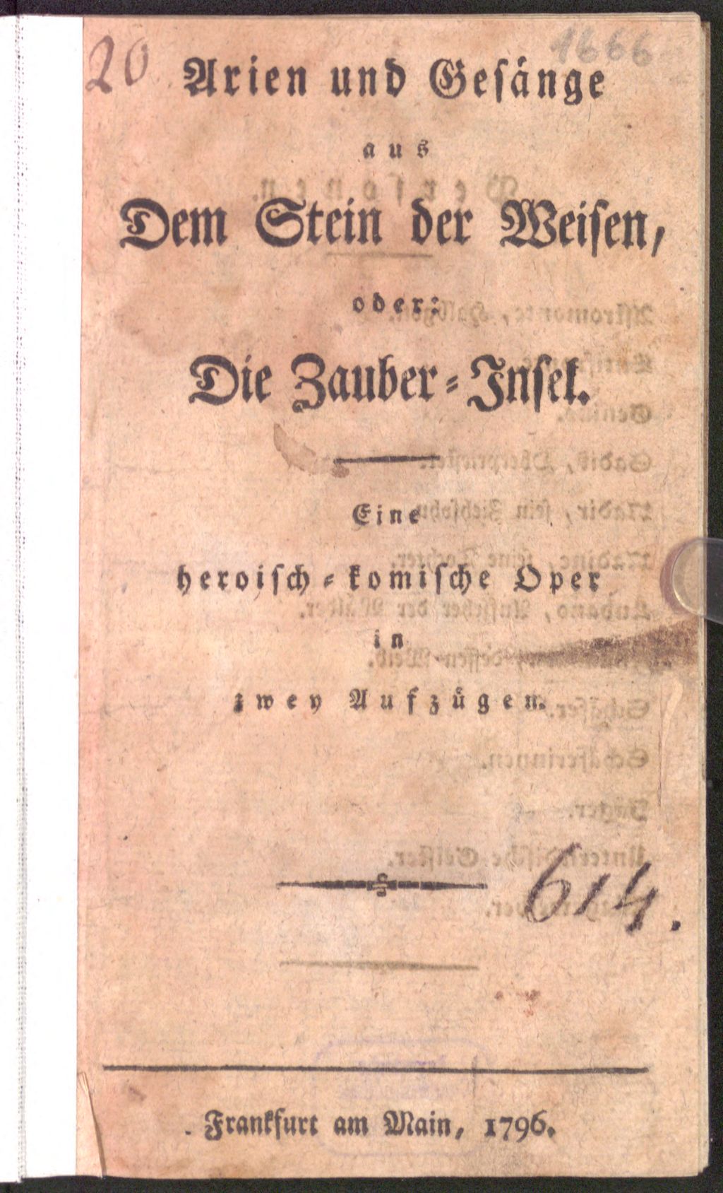 Cover of Arien und Gesänge aus Dem Stein der Weisen , oder: Die Zauber-Insel