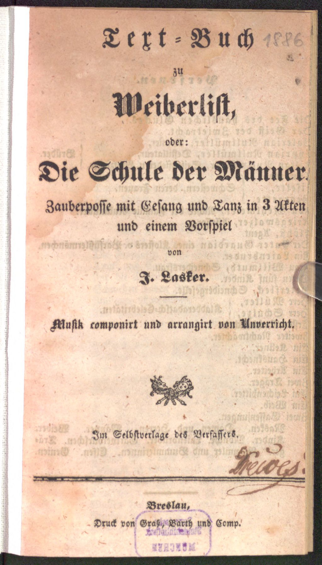 Cover of Text-Buch zu Weiberlist, oder Die Schule der Männer