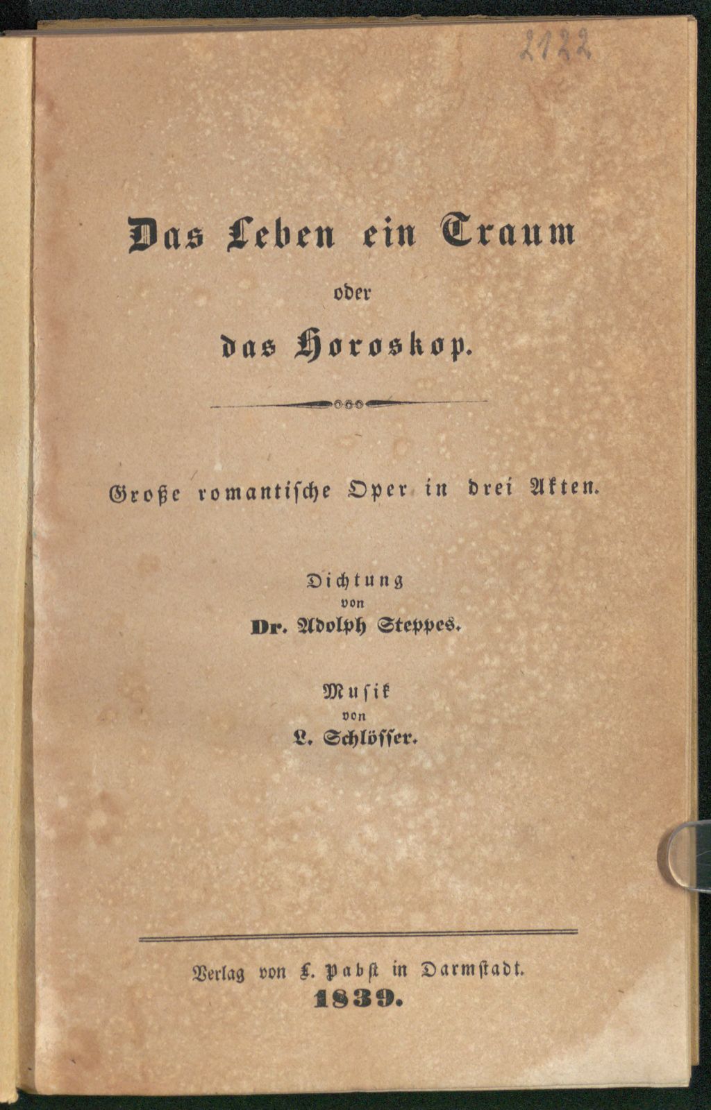 Cover of Das Leben ein Traum oder das Horoskop