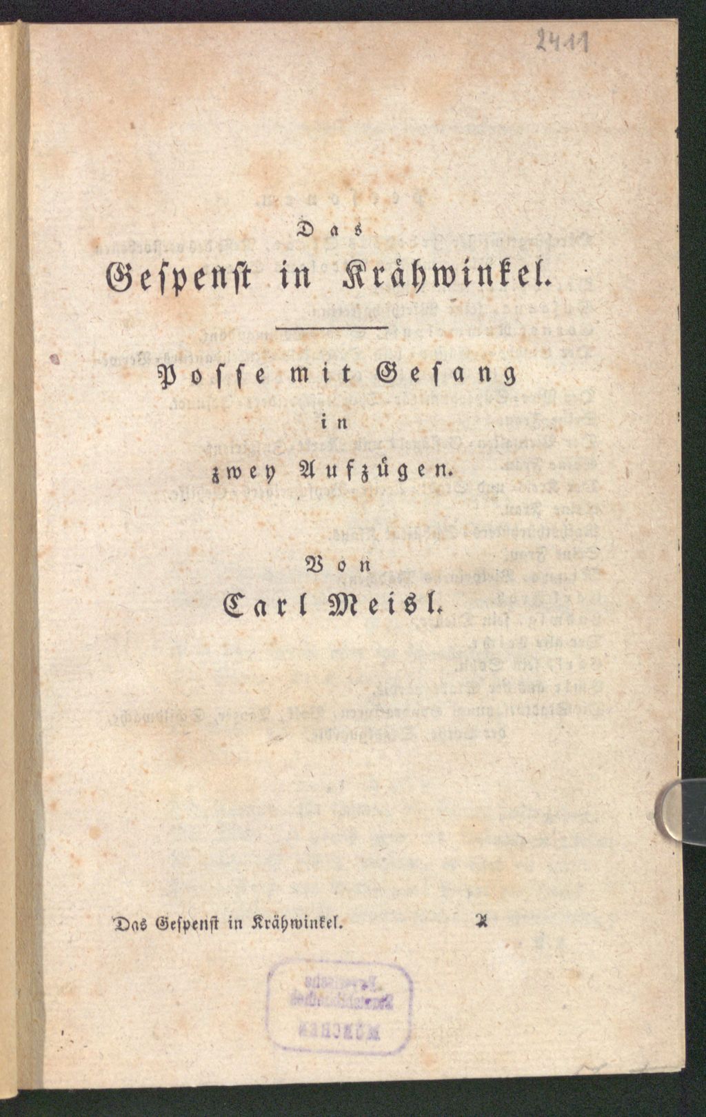 Cover of Das Gespenst in Krähwinkel