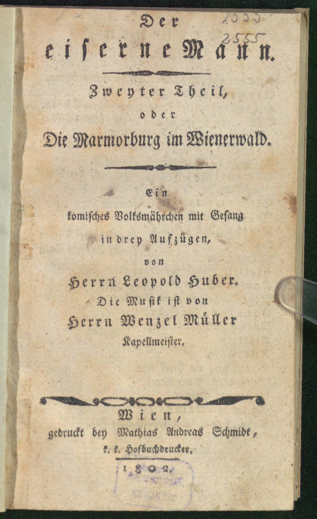 Cover of Der eiserne Mann zweyter Theil, oder Die Marmorburg im Wienerwald