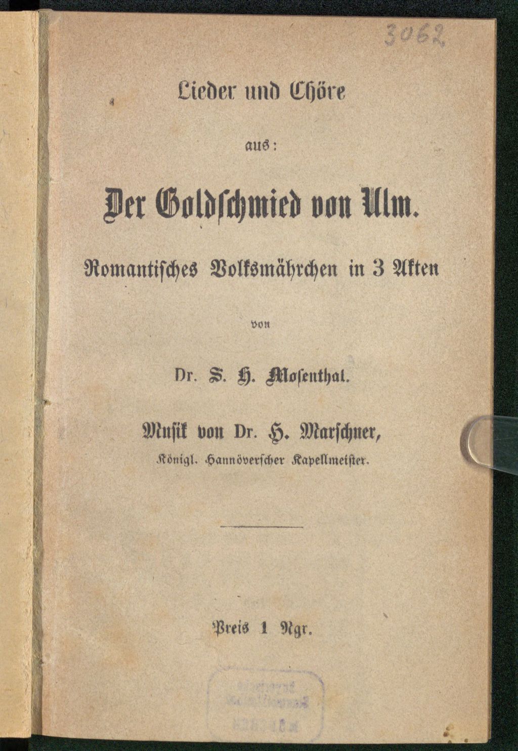 Cover of Lieder und Chöre aus: Der Goldschmied von Ulm